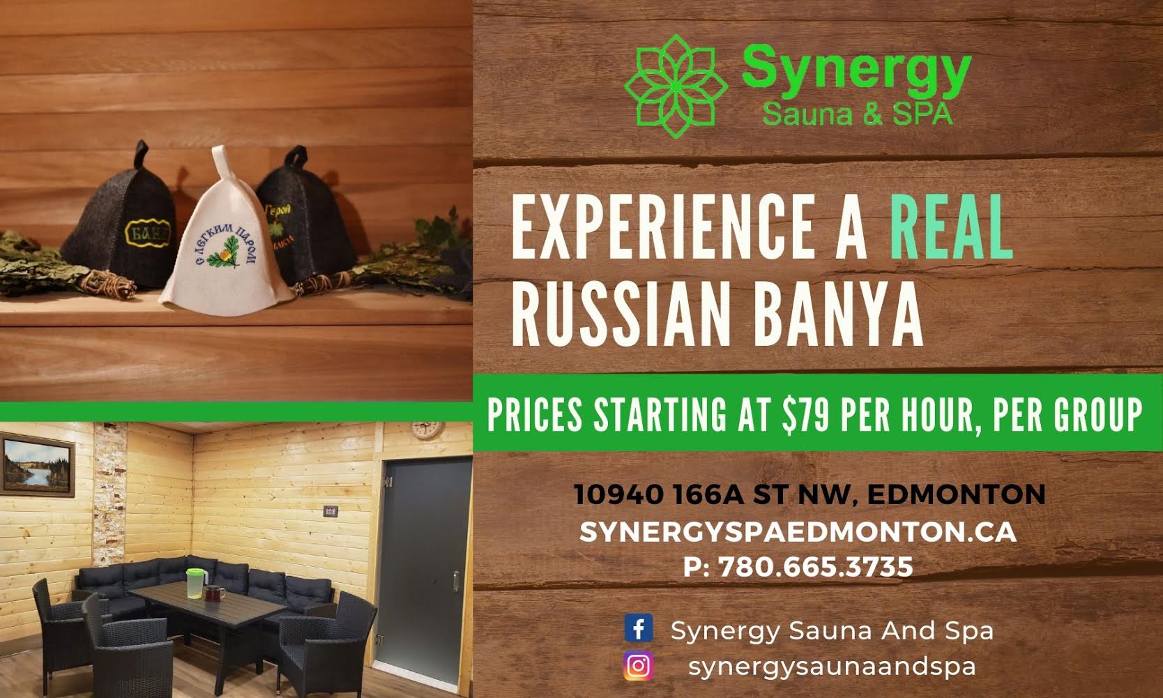 Experience the real Russian banya in Edmonton, Alberta - check rates and regular specials